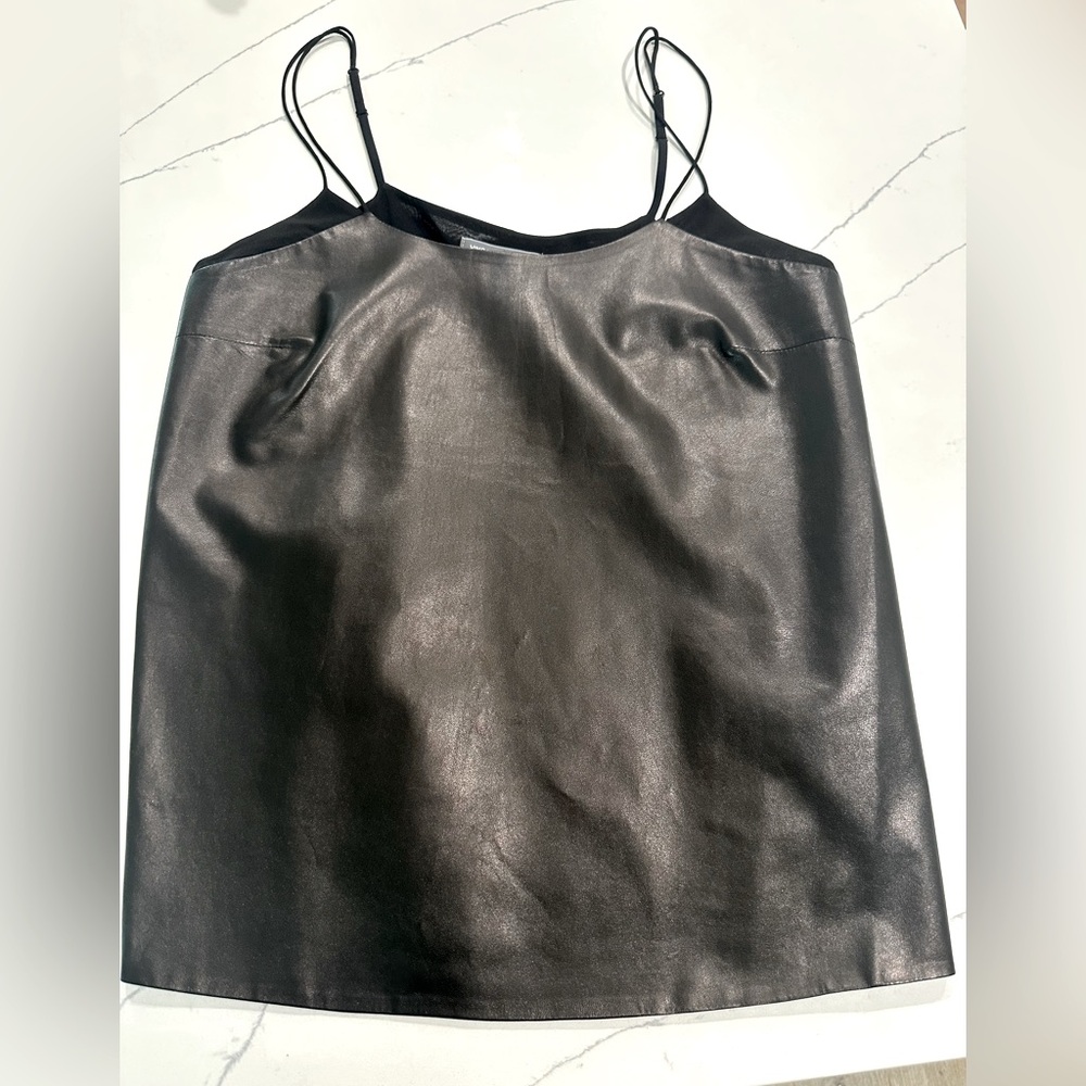 Vince Black Leather Tank Top